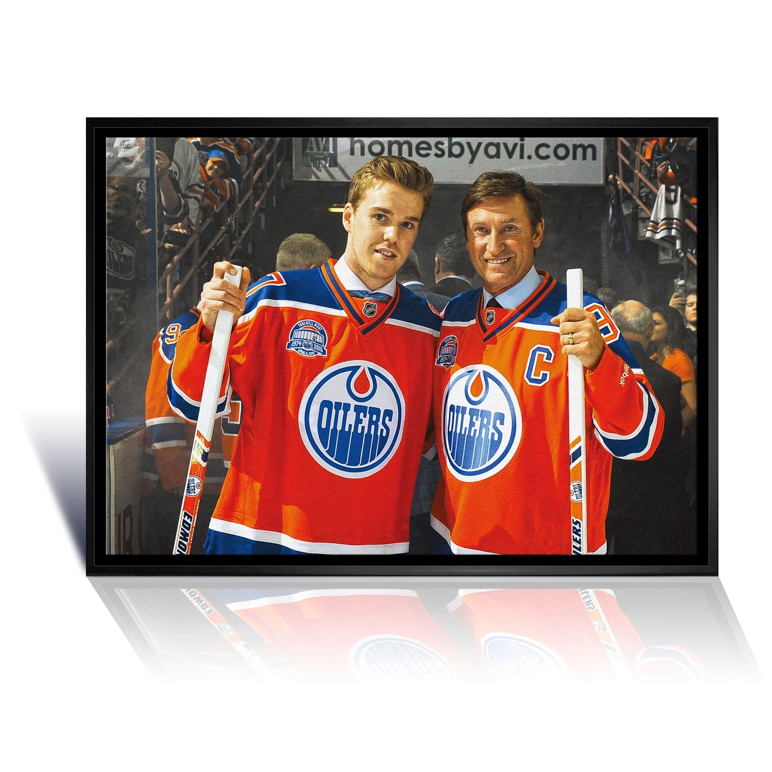 WAYNE GRETZKY CONNOR MCDAVID EDMONTON OILERS NHL LEGENDS MUSEUM-FRAMED CANVAS WALL ART COLLECTIBLE GIFT DISPLAY (31.5