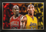 MICHAEL JORDAN & KOBE BRYANT FRAMED CANVAS – BASKETBALL ICONS WALL ART – LEGENDARY NBA DUO COLLECTIBLE PRINT (33.5