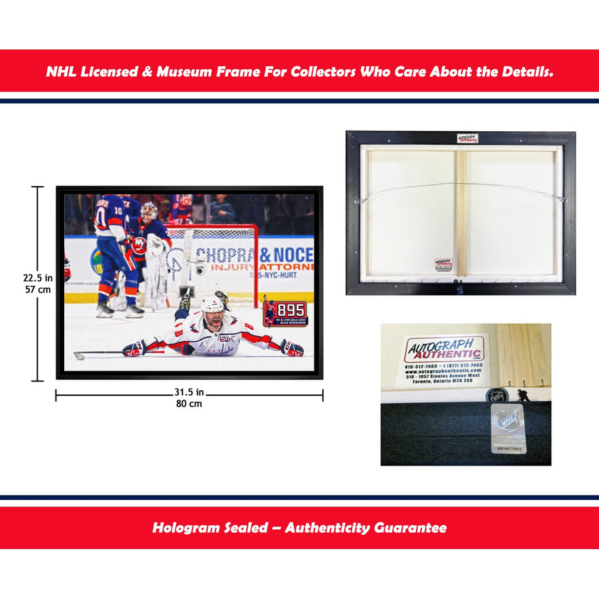 ALEXANDER OVECHKIN RECORD BREAKING GOAL #895 NHL WASHINGTON LICENSED FRAMED COLLECTIBLE CAPITALS POSTER MEMORABILIA WALL ART HOCKEY DECOR THE GREAT 8 (31.5