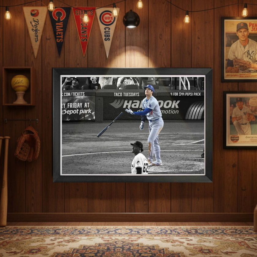 SHOHEI OHTANI FRAMED CANVAS - 50TH HOME RUN RECORD MOMENT - LOS ANGELES BASEBALL STAR (33.5