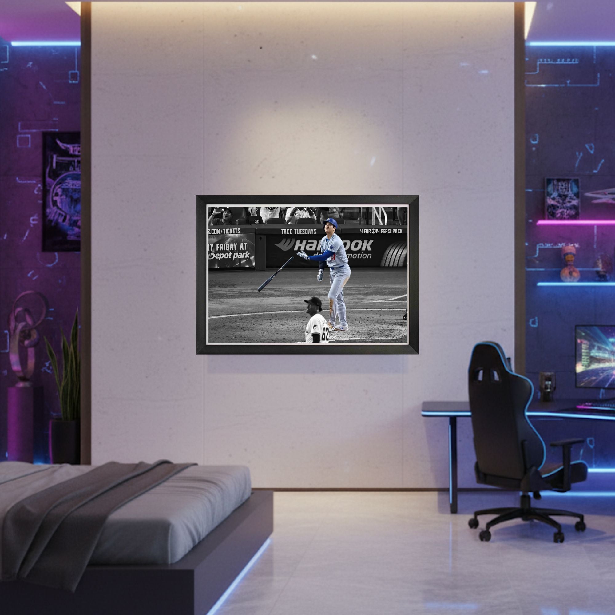 SHOHEI OHTANI FRAMED CANVAS - 50TH HOME RUN RECORD MOMENT - LOS ANGELES BASEBALL STAR (33.5
