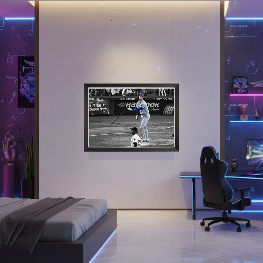 SHOHEI OHTANI FRAMED CANVAS - 50TH HOME RUN RECORD MOMENT - LOS ANGELES BASEBALL STAR (33.5