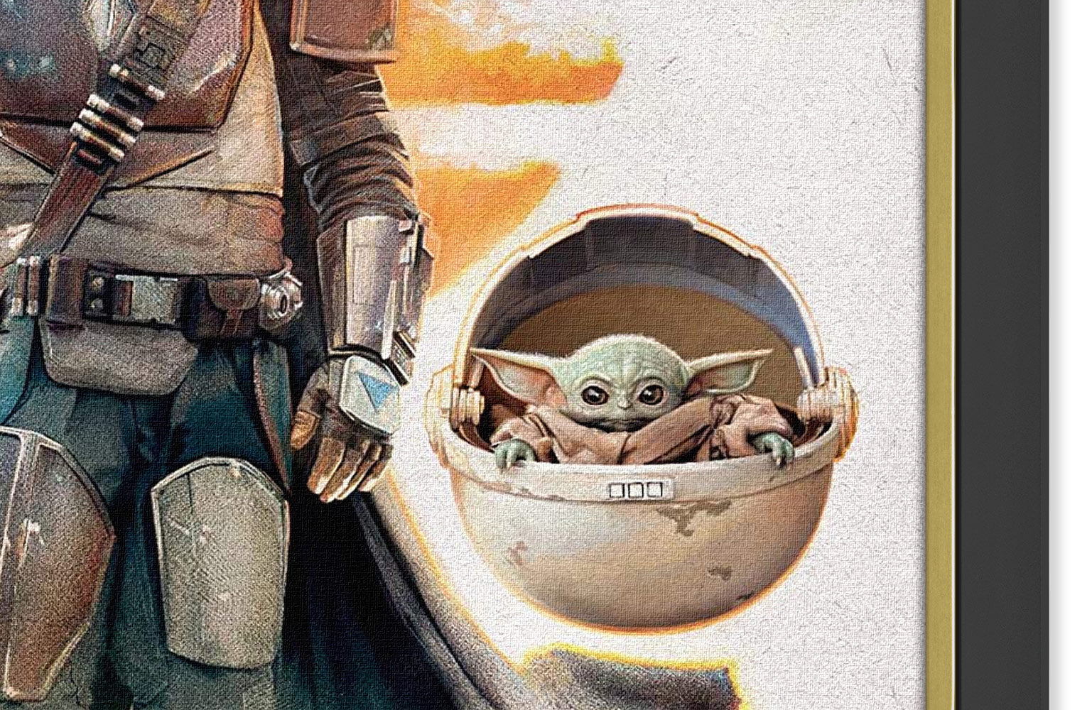 STAR WARS THE MANDALORIAN MANDO AND BABY YODA GROGU FRAMED POSTER PRINT WALL ART COLLECTIBLE (33.5