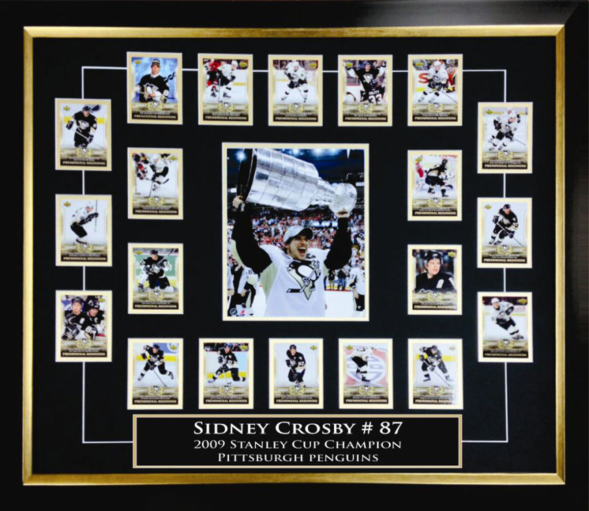 SIDNEY CROSBY ROOKIE CARD COLLECTOR’S SET – FRAMED NHL DISPLAY – PITTSBURGH PENGUINS TRIBUTE (39