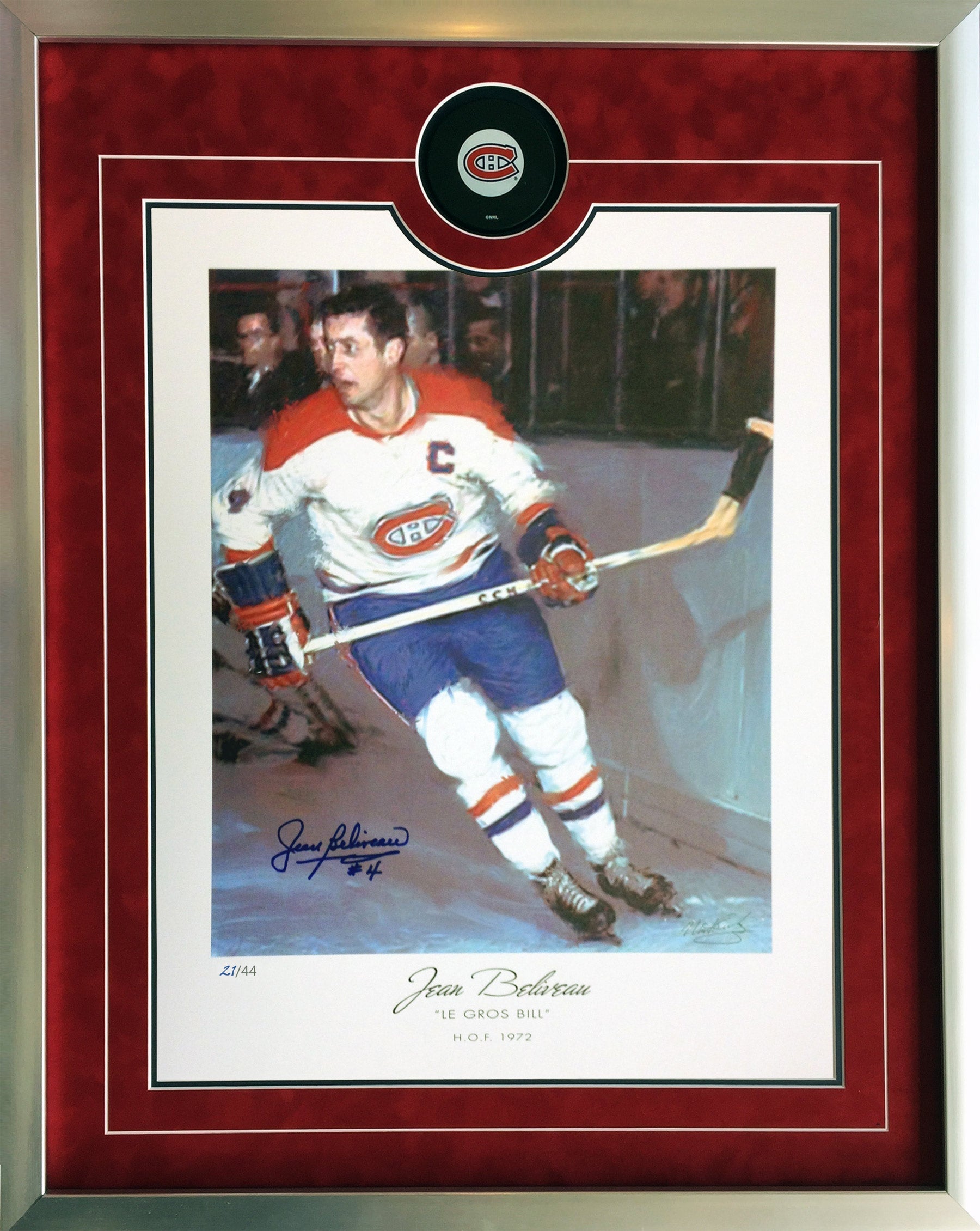 JEAN BÉLIVEAU MONTREAL LITHOGRAPH – SIGNED LTD EDITION /44 – FRAMED HOCKEY ARTWORK (26