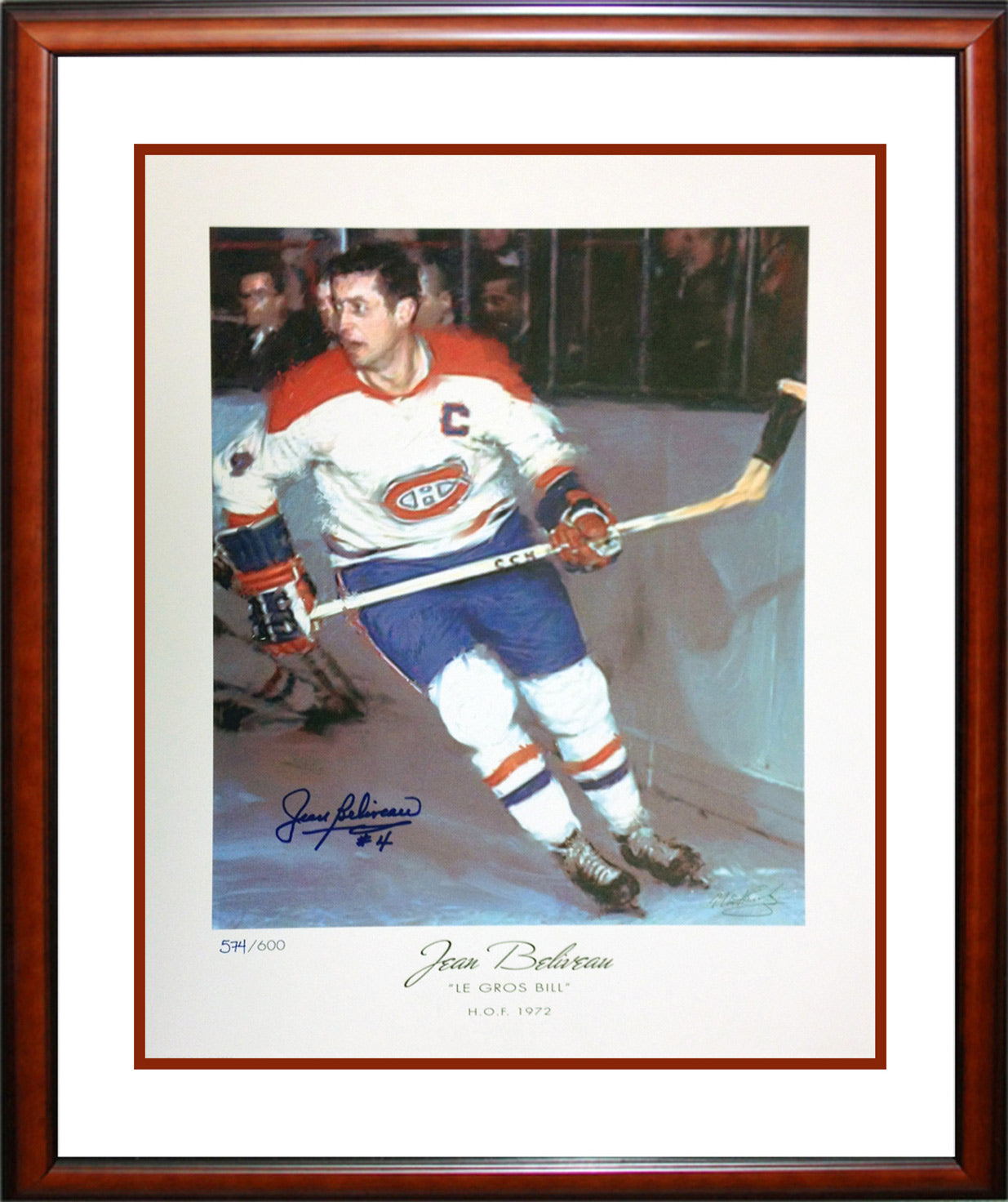 JEAN BÉLIVEAU SIGNED LITHOGRAPH – FRAMED MONTREAL CANADIENS COLLECTIBLE – LTD EDITION /600 (24