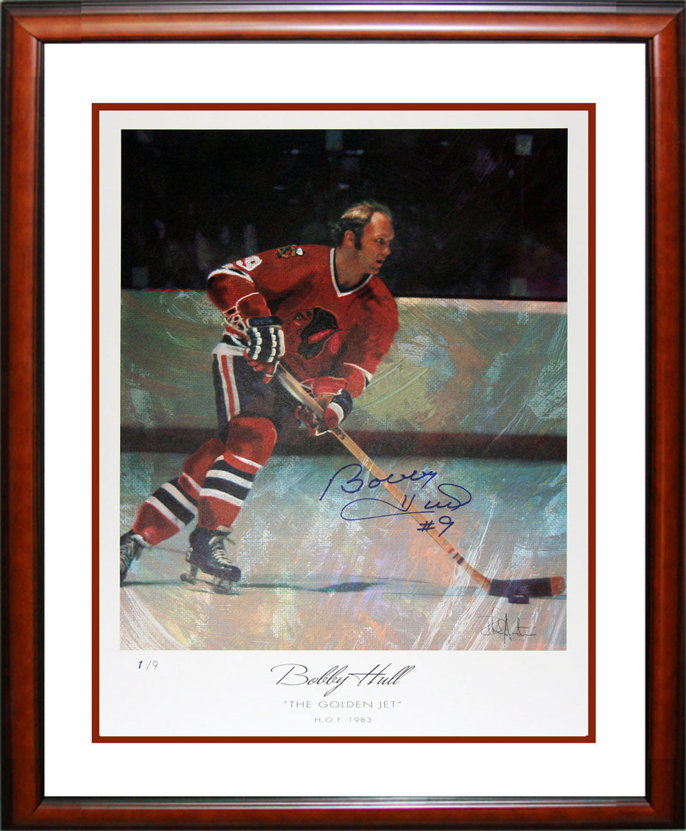 BOBBY HULL AUTOGRAPHED PLAYER PROOF LITHOGRAPH – LIMITED EDITION 1 OF 9 – FRAMED NHL TREASURE (27