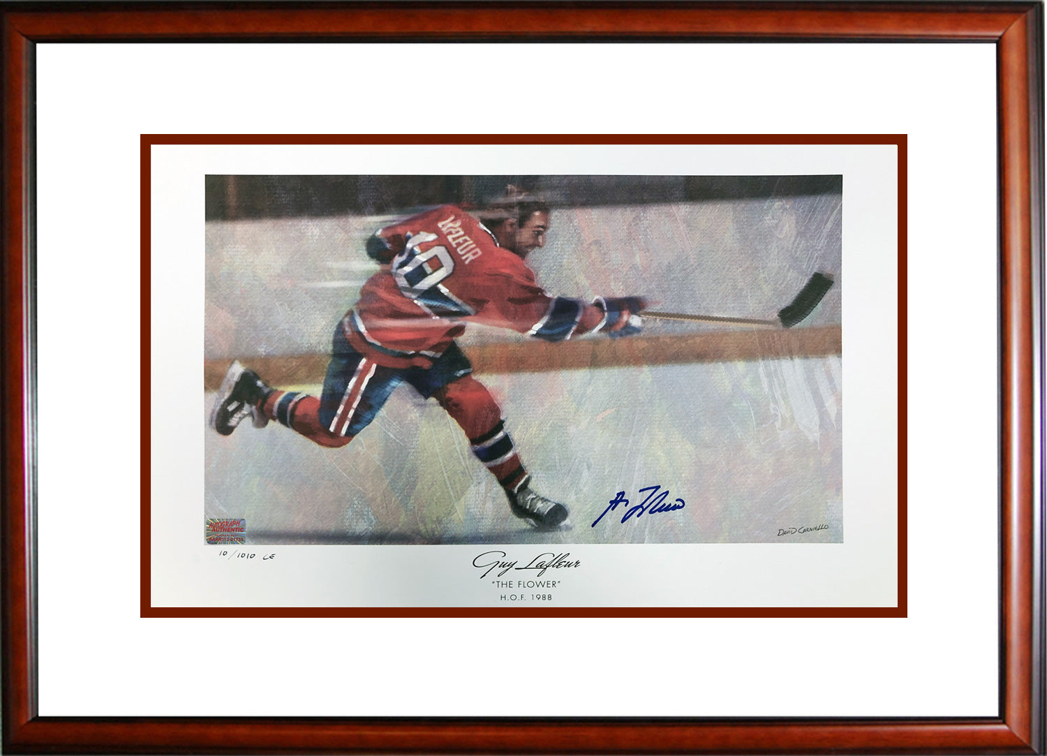 GUY LAFLEUR SIGNED LITHOGRAPH – LTD EDITION #10 OF 1010 – FRAMED MONTREAL CANADIENS COLLECTIBLE (24