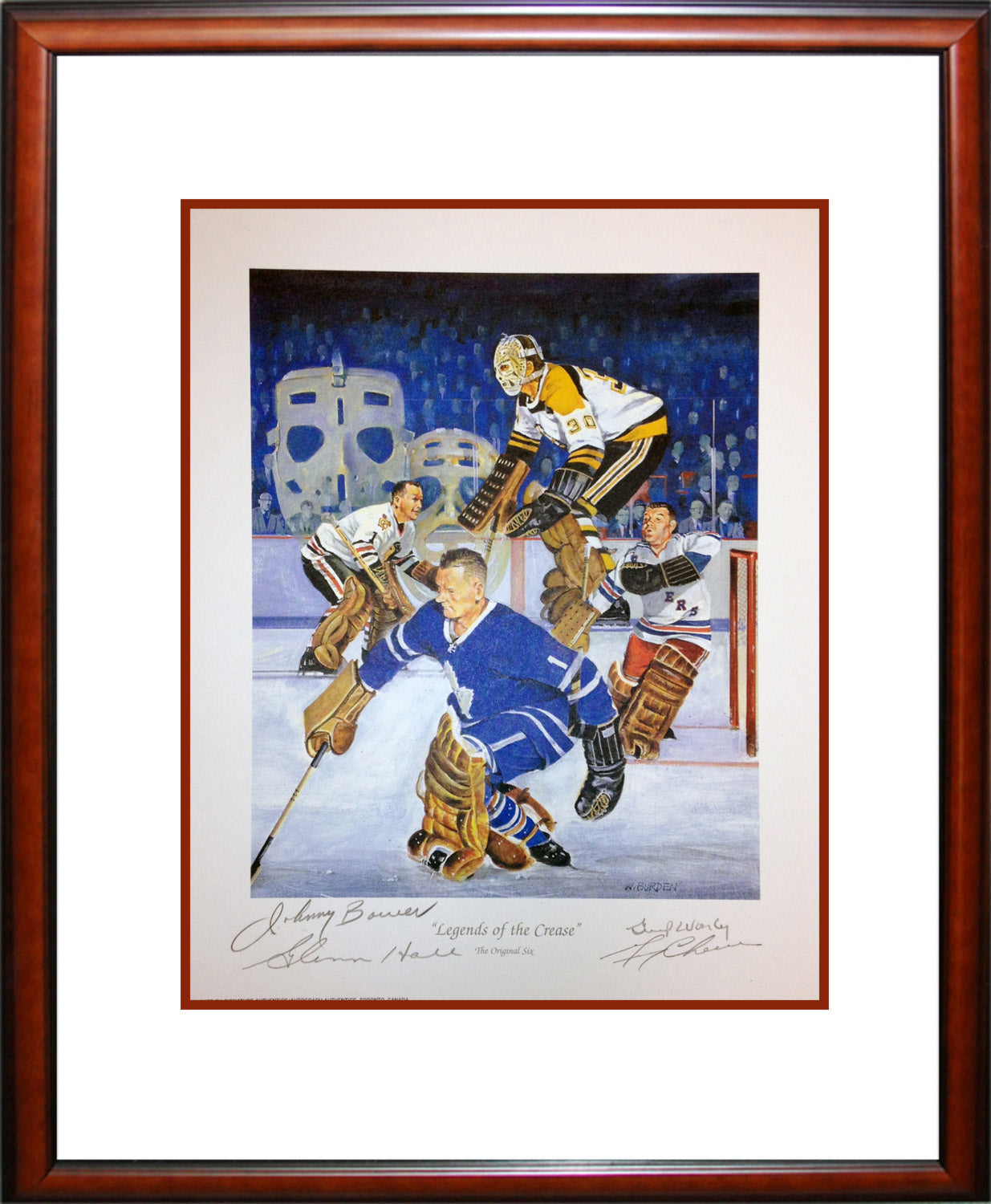 LEGENDS OF THE CREASE SIGNED LITHOGRAPH – FRAMED HOCKEY GOALIE ART DISPLAY (16