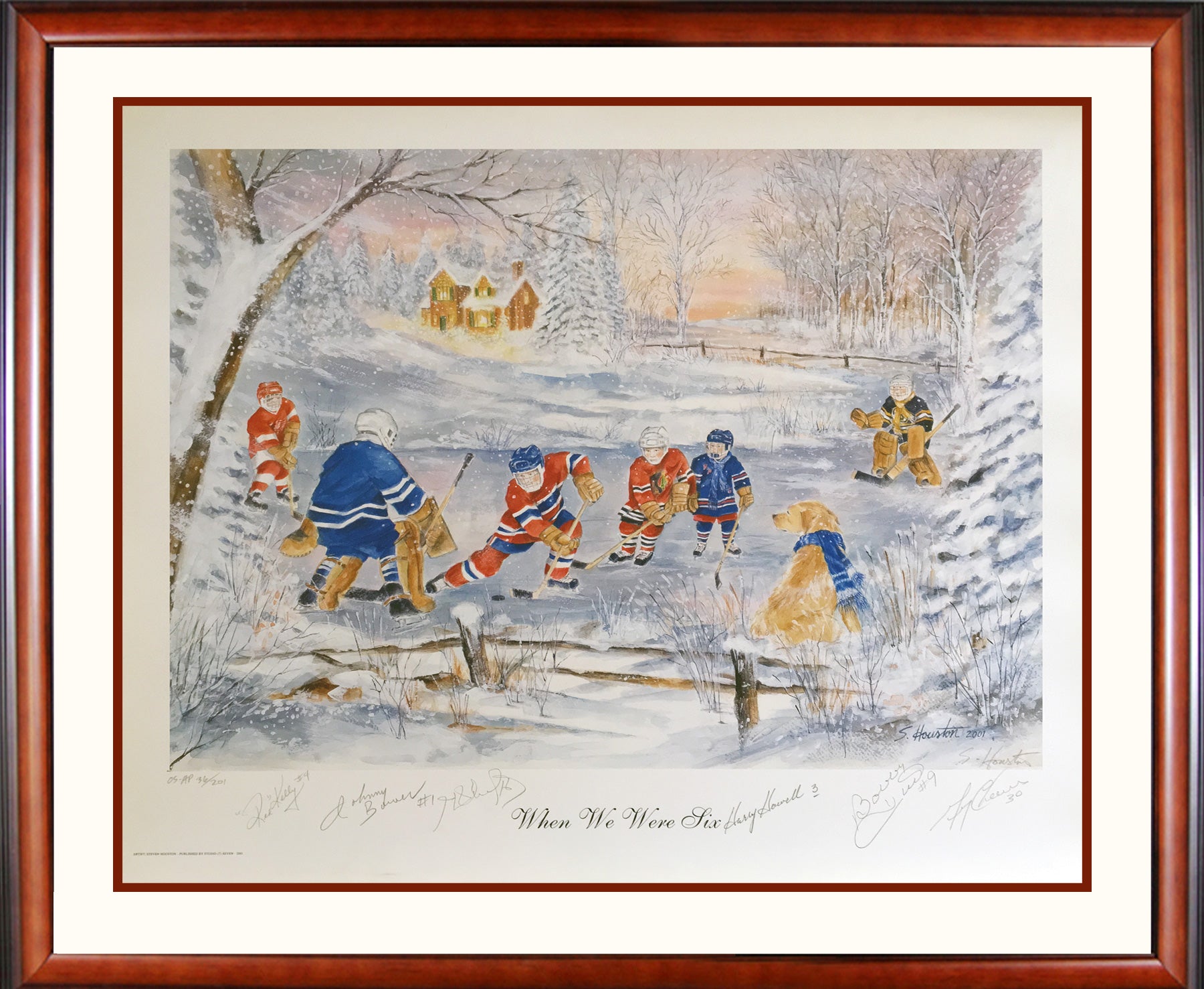 FRAMED WHEN WE WERE SIX LITHOGRAPH – SIGNED BY KELLY, HOWELL, BOWER, HULL, H. RICHARD, CHEEVERS – LTD ED /201 (30