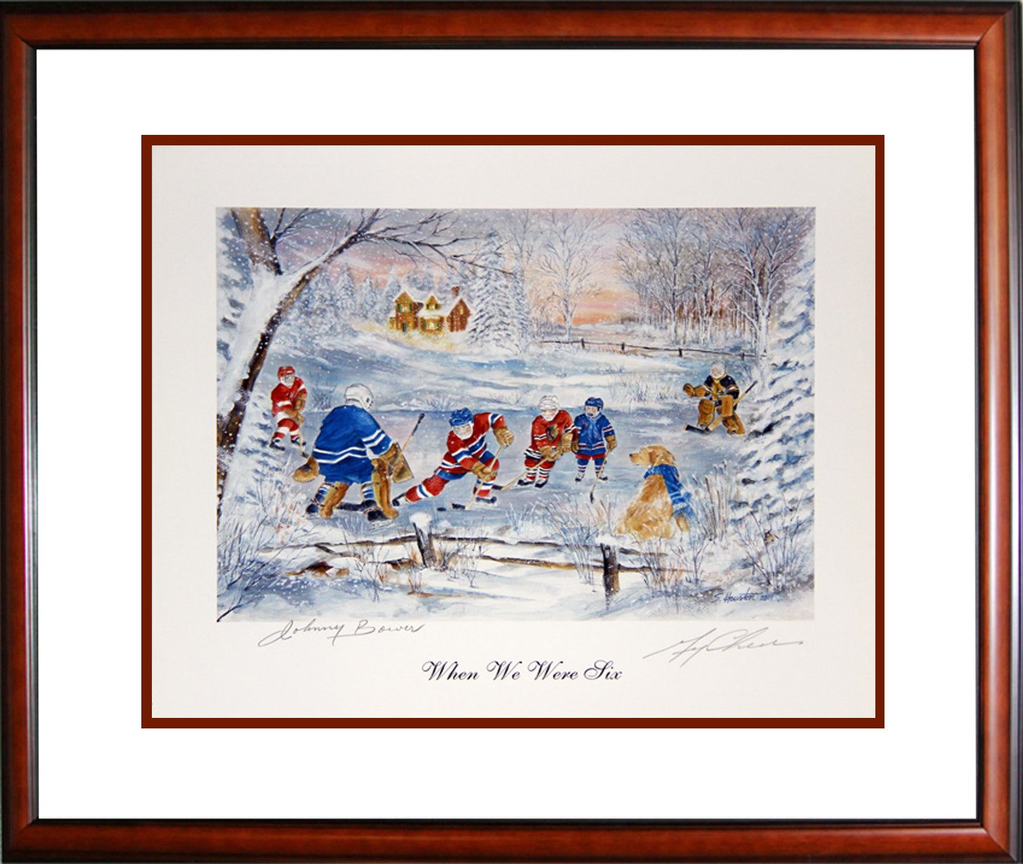 WHEN WE WERE SIX SIGNED LITHOGRAPH – FRAMED BOWER & CHEEVERS HOCKEY COLLECTIBLE (16