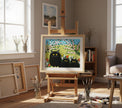 FRAMED ART PRINT BY MAUD LEWIS THREE BLACK CATS FOLK ART PAINTING FLAT STYLE WALL DECOR 24 X 28 INCHES