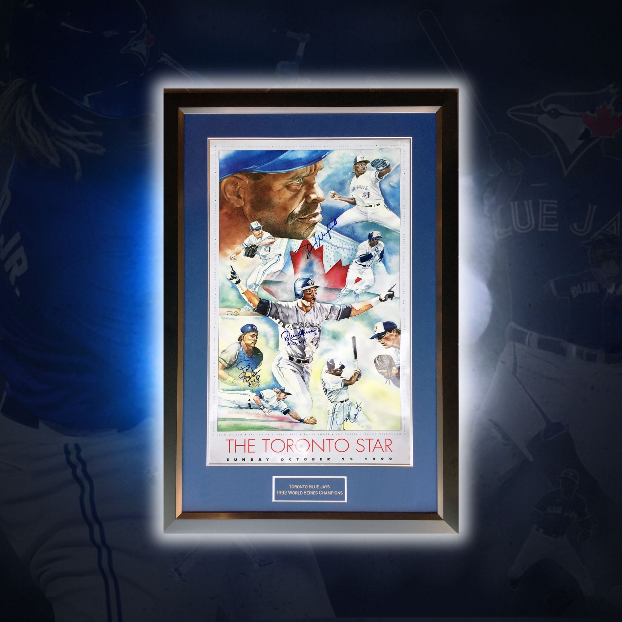 CARTER, BORDERS, ALOMAR & WINFIELD SIGNED POSTER – TORONTO 1992 WORLD SERIES CHAMPIONS COLLECTIBLE (41
