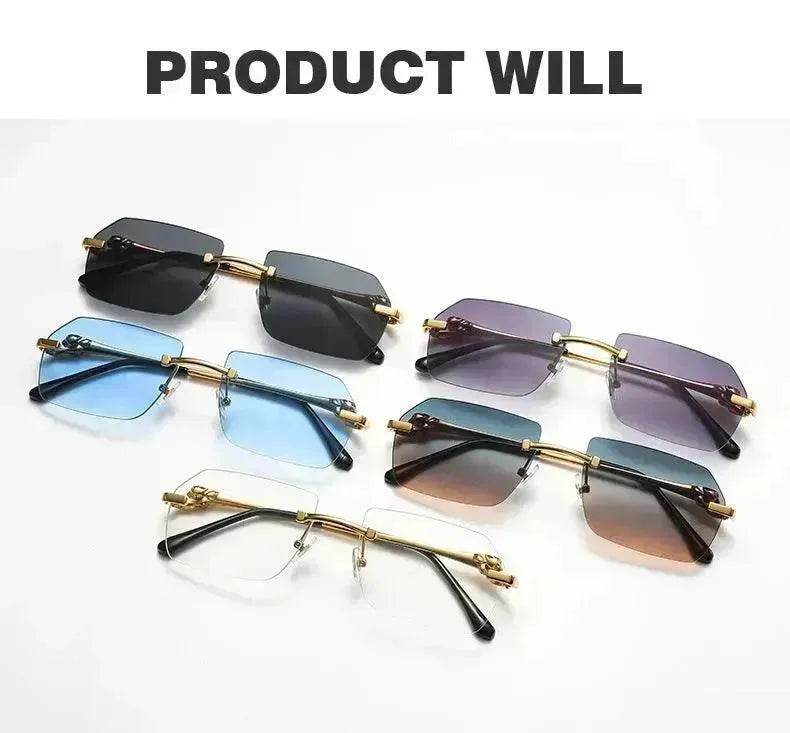 Frameless Trimming Leopard Head Sunglasses
