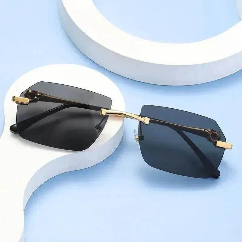 Frameless Trimming Leopard Head Sunglasses