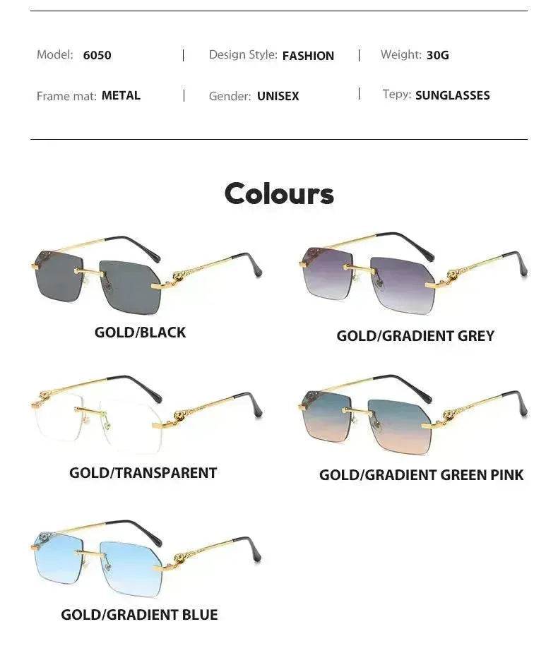 Frameless Trimming Leopard Head Sunglasses