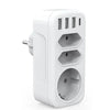 French  German Standard European  Wall Socket One-to-three Converter