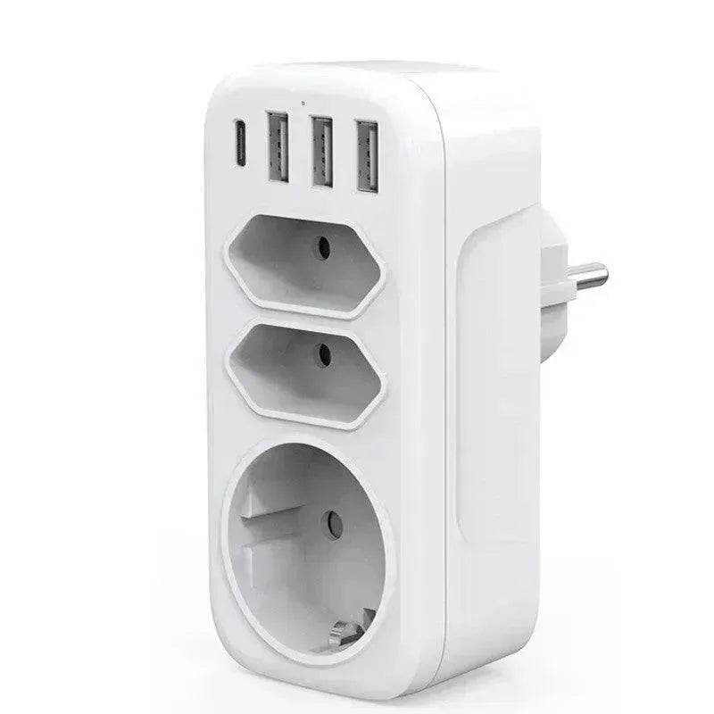 French  German Standard European  Wall Socket One-to-three Converter