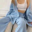 French Loose Kimono Jacket Trousers Double Gauze Ladies  Loungewear Outfit set