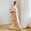French Loose Kimono Jacket Trousers Double Gauze Ladies  Loungewear Outfit set