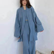 French Loose Kimono Jacket Trousers Double Gauze Ladies  Loungewear Outfit set