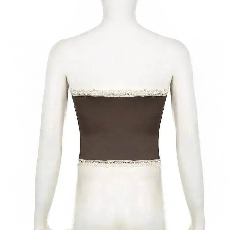 French Royal Style Lace Stitching Waist Girdle Tube Top Wild Vest Women