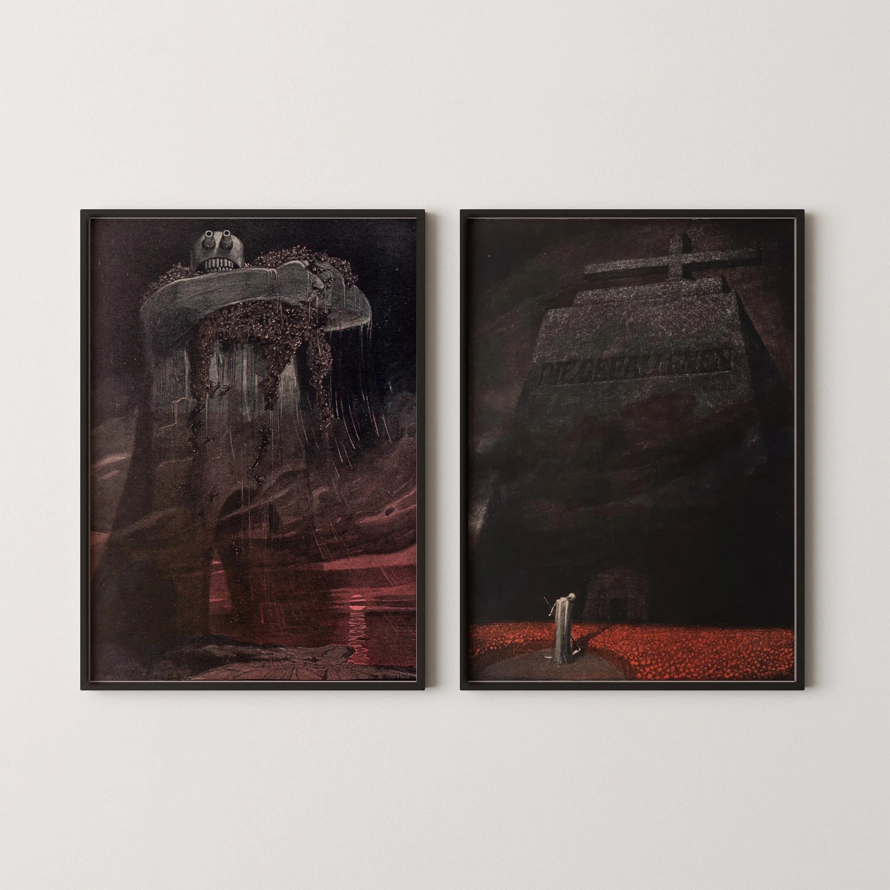 Fritz Gareis World War 1 Expressionist Art Print Set: Dark Symbolist Fine Art