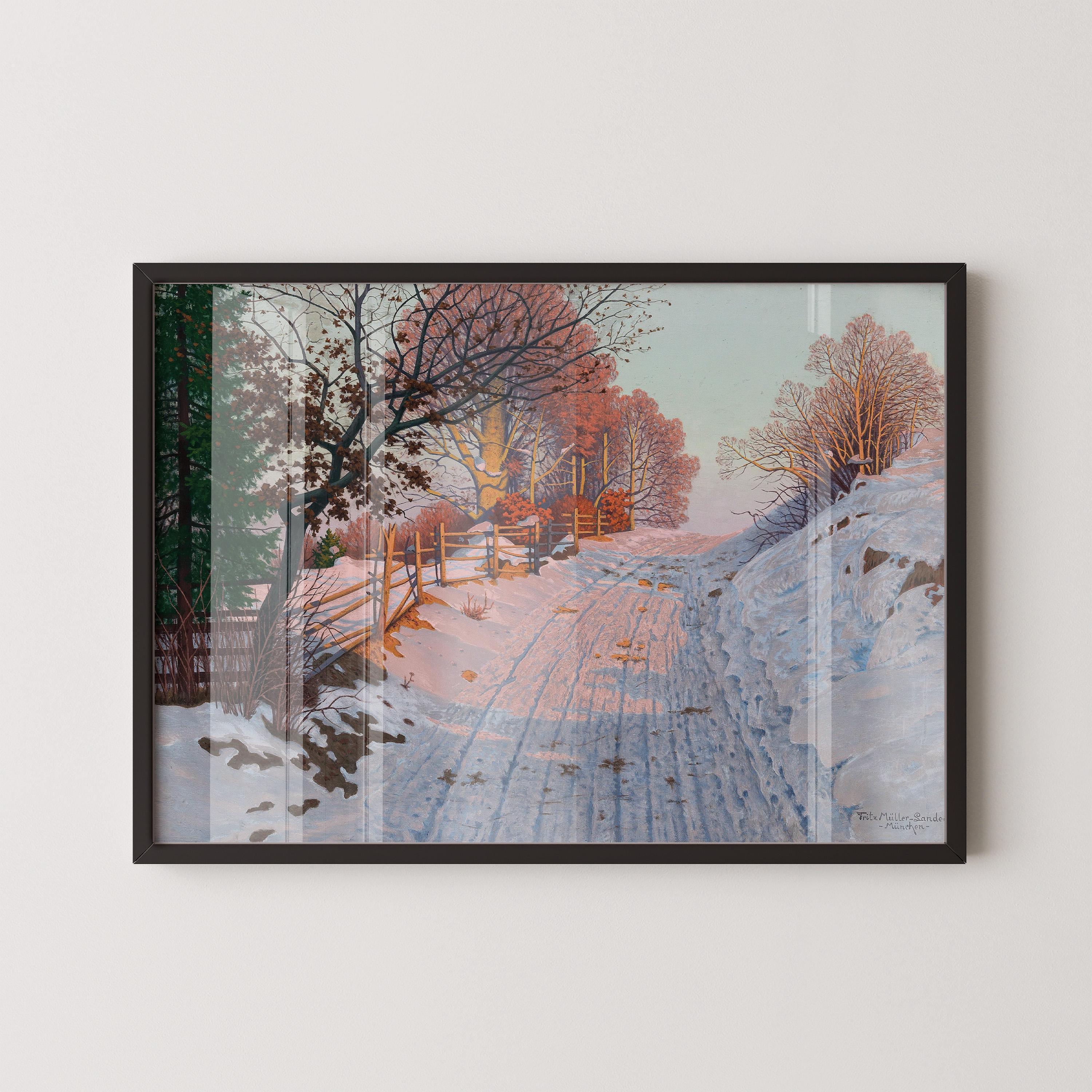 Fritz M√ºller-Landeck Winter Landscape Art Print: German Countryside