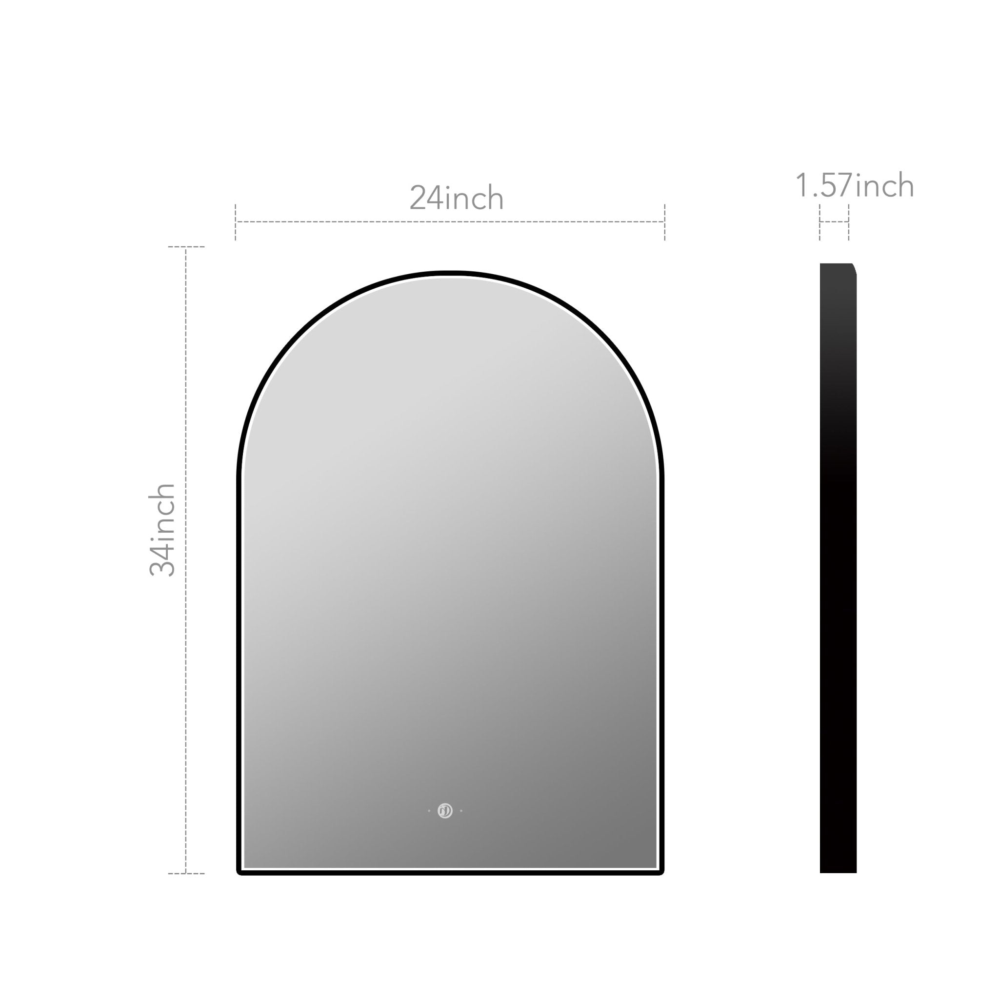 Front-lit Black Frame Arched LED Mirror with Motion Sensor, Anti-Fog