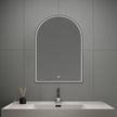 Front-lit Black Frame Arched LED Mirror with Motion Sensor, Anti-Fog