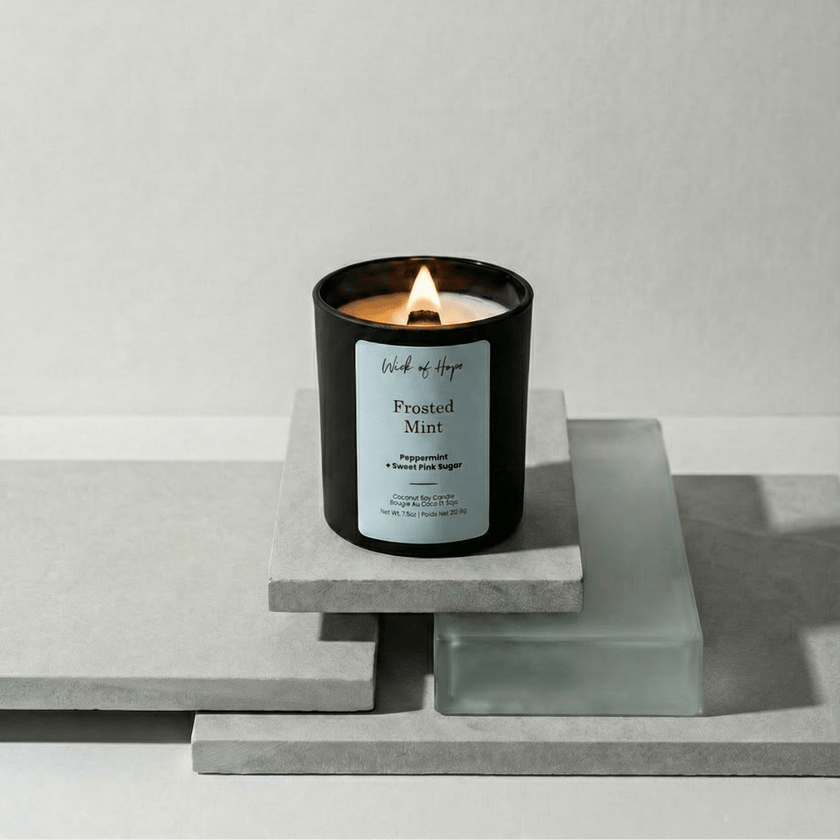 Frosted Mint Candle | Peppermint + Sweet Pink Sugar