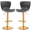 Maxi Counter Height Bar Stools Set of 2-Adjustable Height and Swivel Seat-Black/Gold