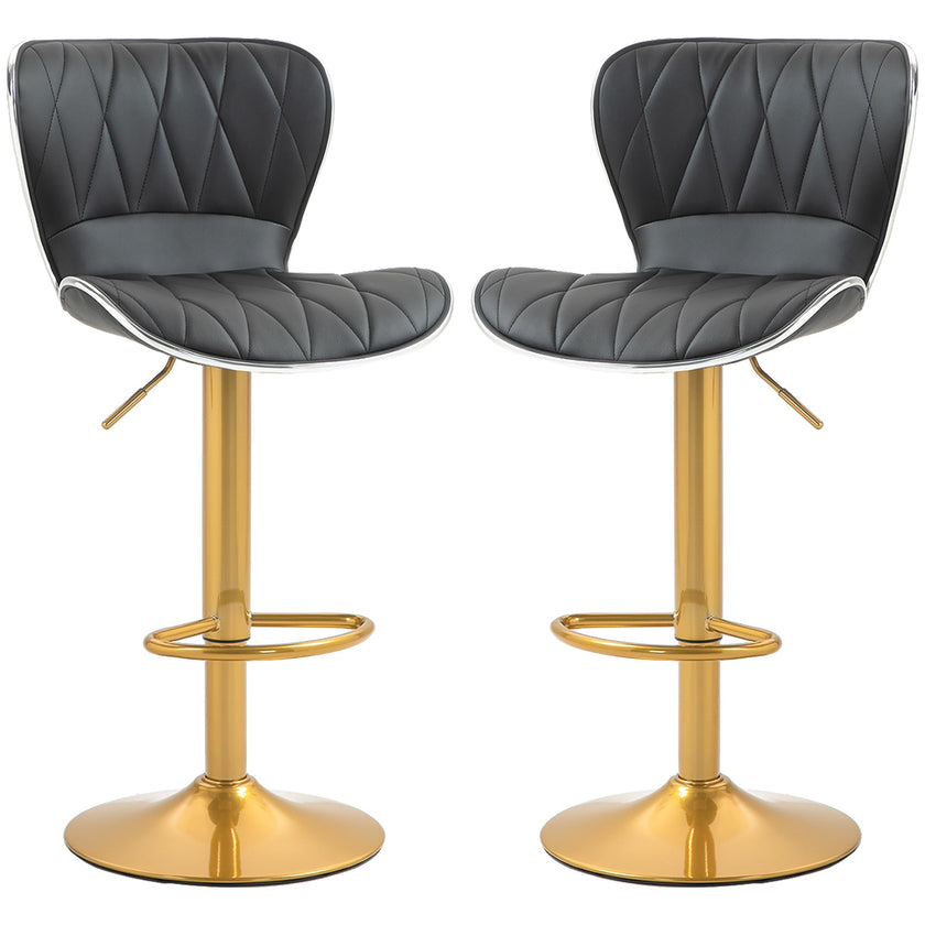 Maxi Counter Height Bar Stools Set of 2-Adjustable Height and Swivel Seat-Black/Gold
