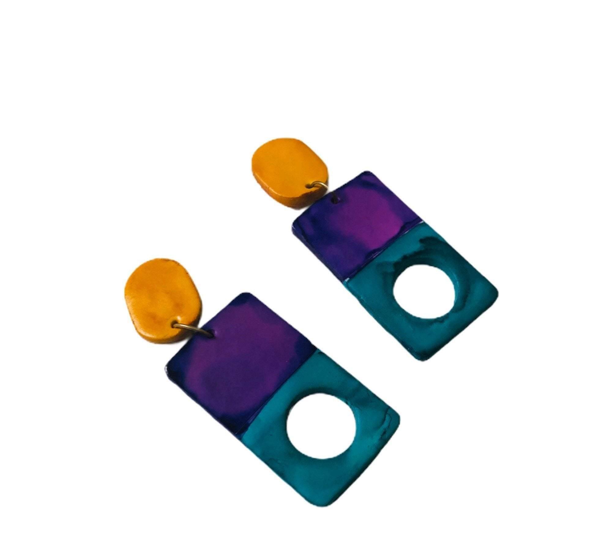 Funky Statement Necklace with Bold Colorful Geometric Style