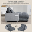 Andi Corduroy Chaise Lounger with 2 Cup Holders-Dark Grey