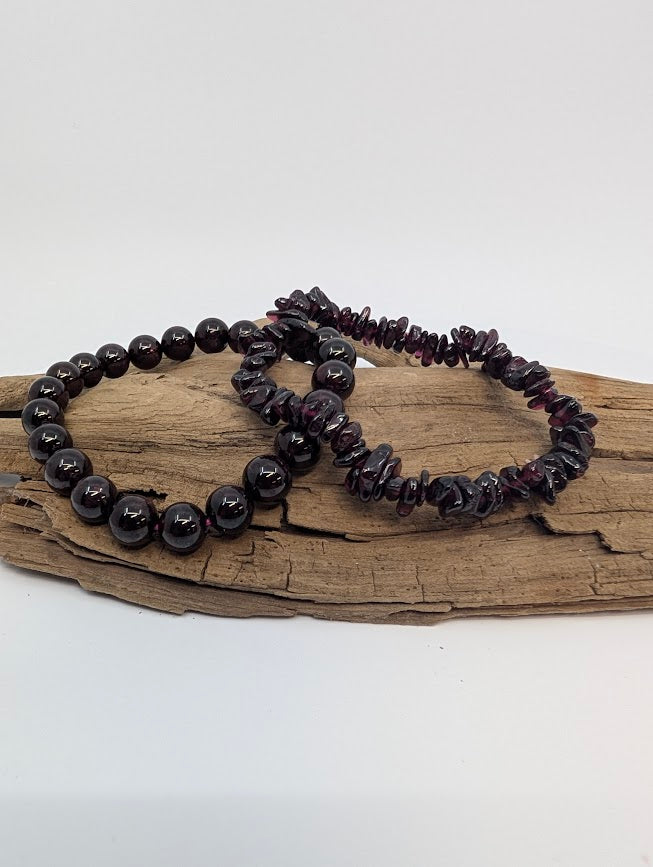 Garnet Bracelet — 6mm, 8mm Round or Chip
