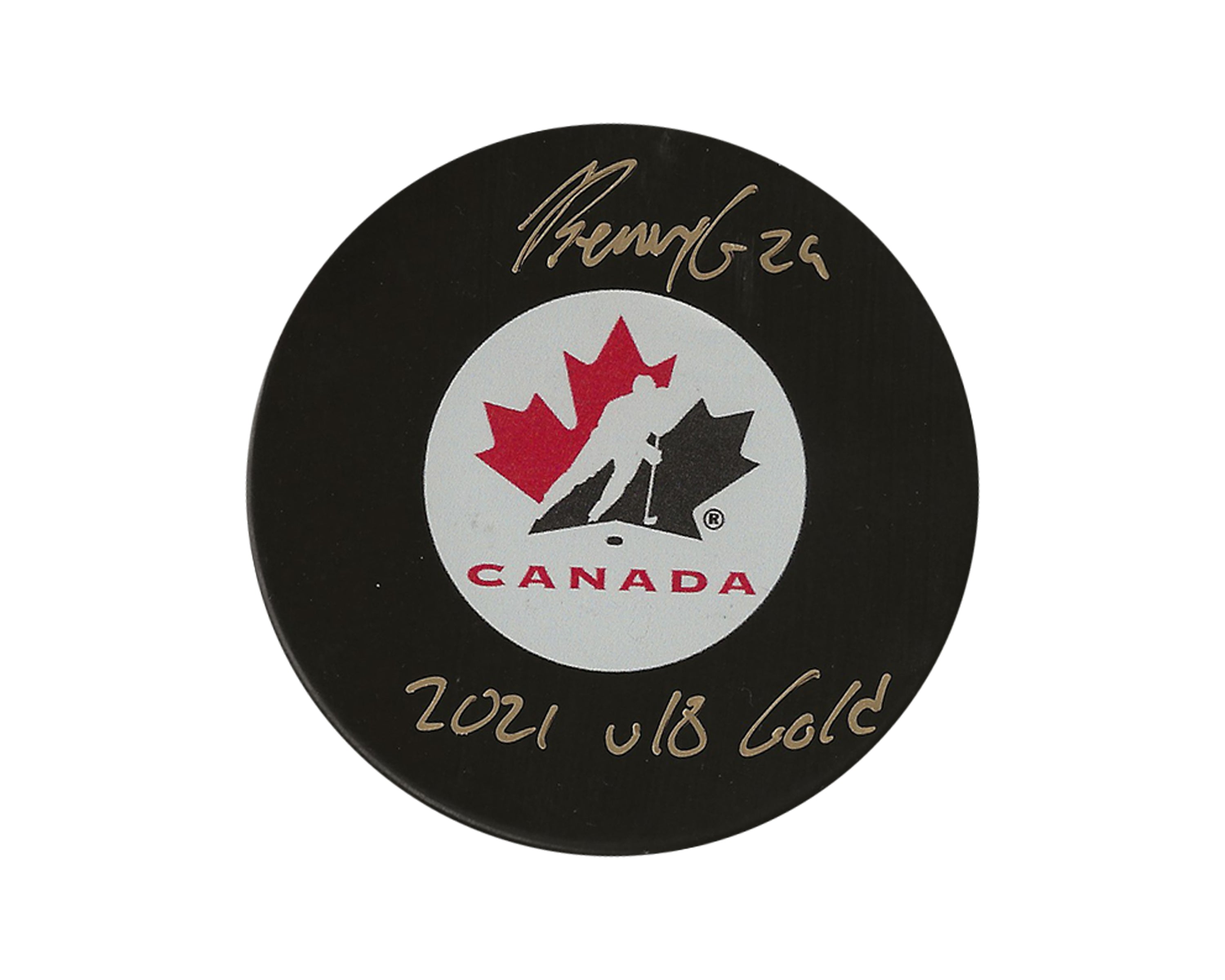 Ben Gaudreau Autographed Team Canada Autograph Model Puck Inscribed 