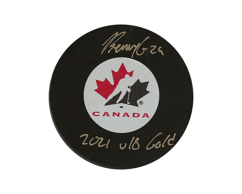 Ben Gaudreau Autographed Team Canada Autograph Model Puck Inscribed 