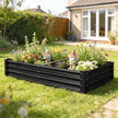 6 x 3 x 1ft Galvanized Raised Garden Bed, Reinforced Outdoor Planter Box with Open Bottom, Black