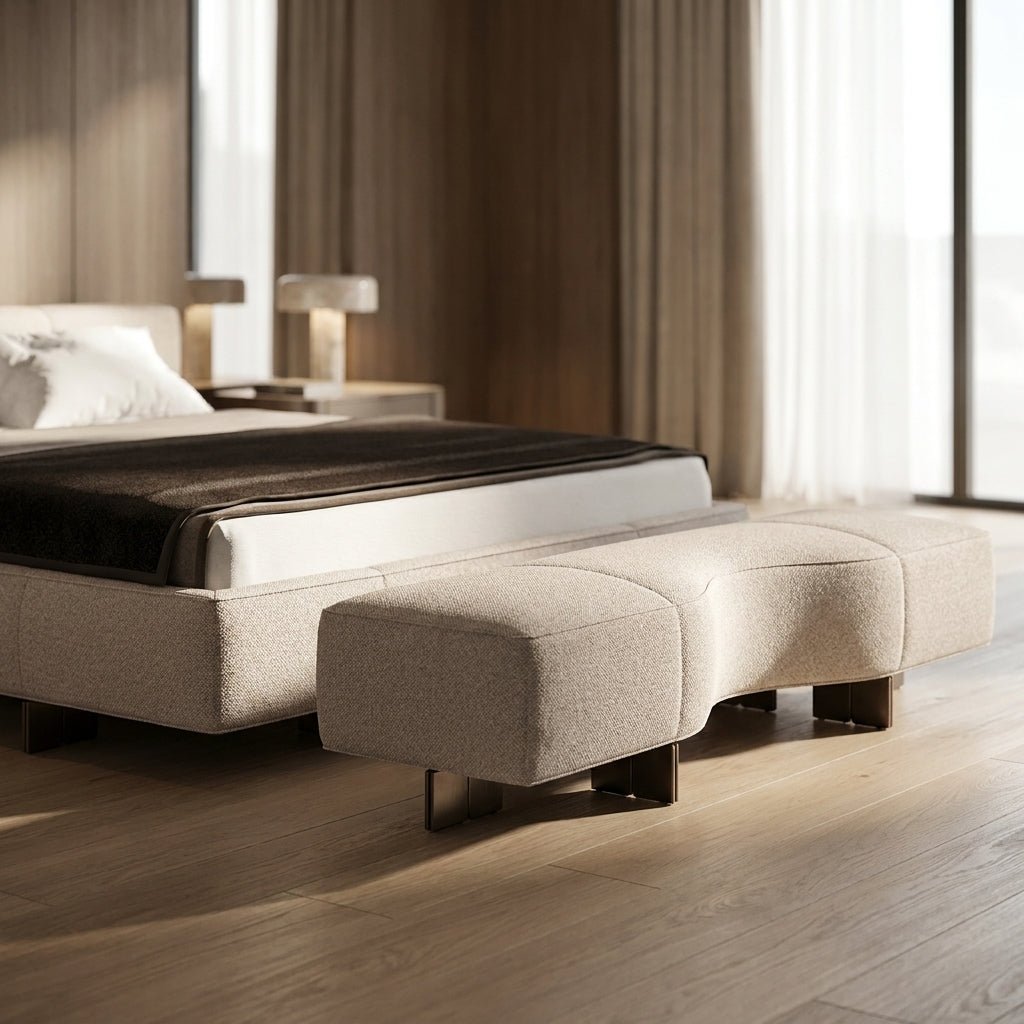 Genoa Upholstered Bed Frame with Sculpted Bench