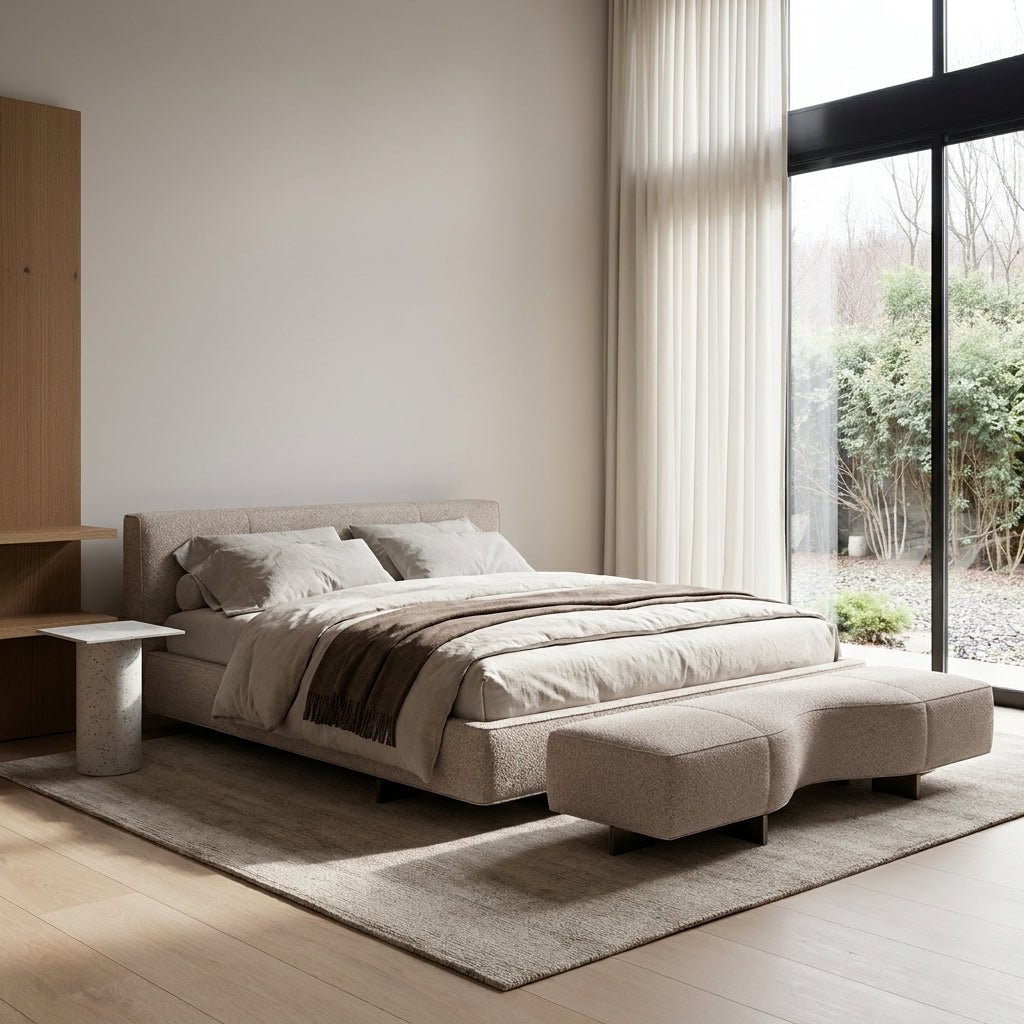 Genoa Upholstered Bed Frame with Sculpted Bench