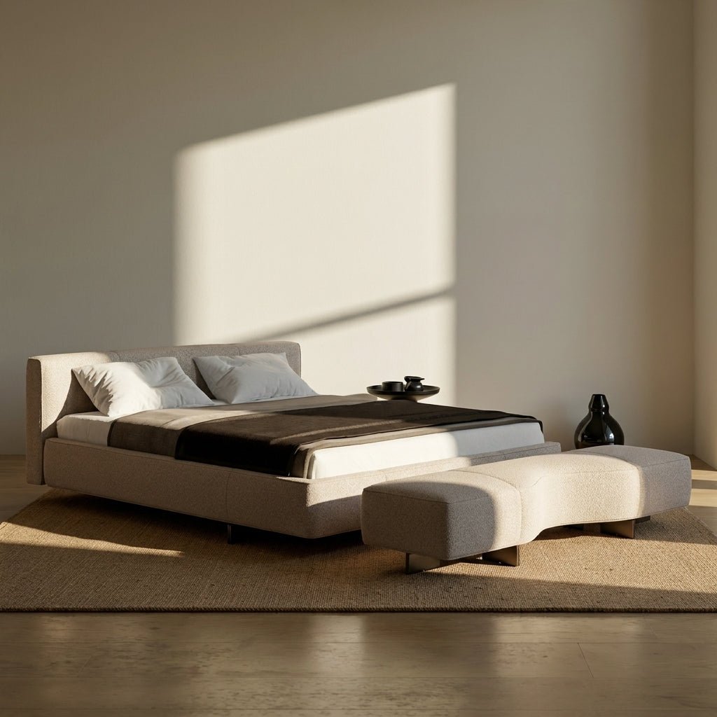 Genoa Upholstered Bed Frame with Sculpted Bench