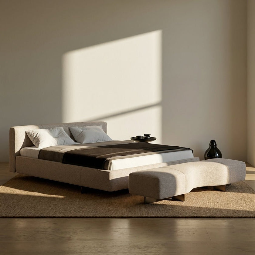 Genoa Upholstered Bed Frame with Sculpted Bench