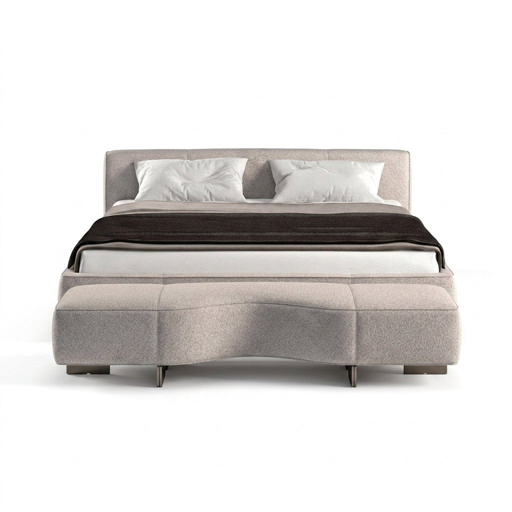 Genoa Upholstered Bed Frame with Sculpted Bench