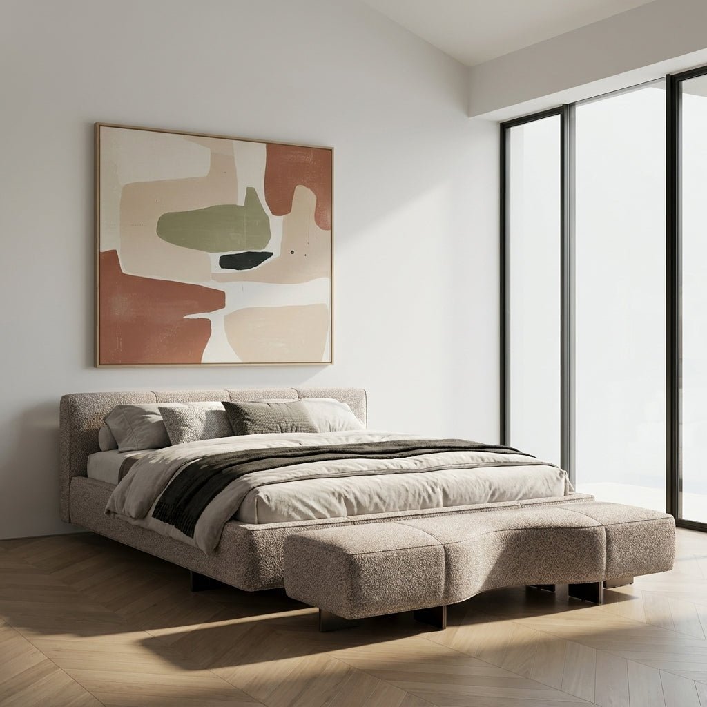 Genoa Upholstered Bed Frame with Sculpted Bench