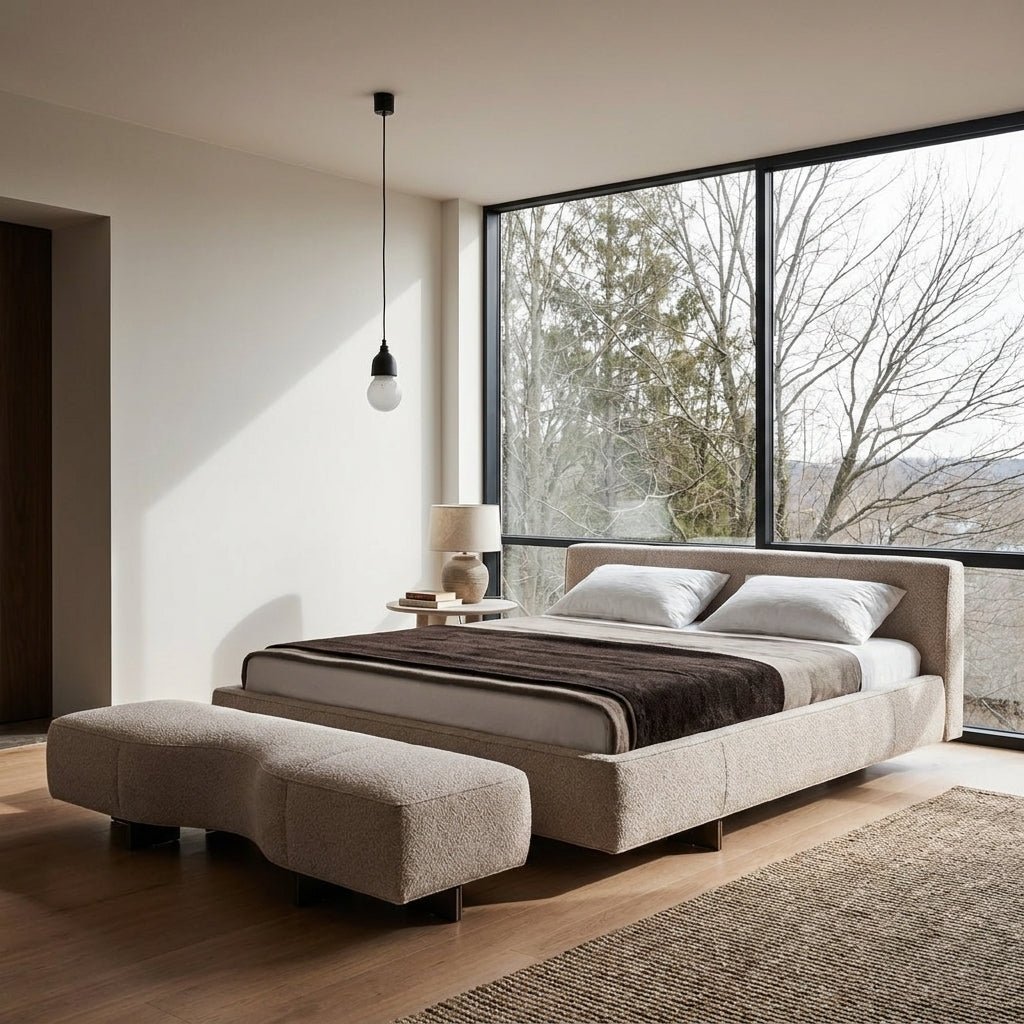 Genoa Upholstered Bed Frame with Sculpted Bench