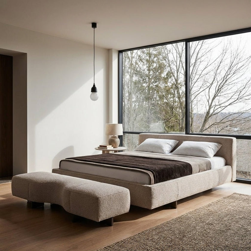 Genoa Upholstered Bed Frame with Sculpted Bench
