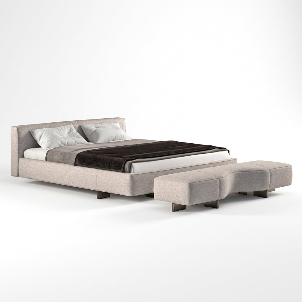 Genoa Upholstered Bed Frame with Sculpted Bench