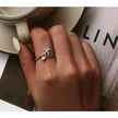 925 Sterling Silver CZ Flying Plane Open Ring