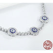 Genuine 925 Sterling Silver Evil Eye Tennis Bracelet w/ Blue CZ | Adjustable